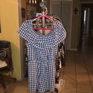 Size Large Blue and White Gingham Romper